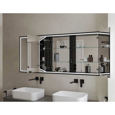 Kronenbach Cube 2.0 szafka 180x17x70 cm z lustrem wpuszczana czarny mat KB100239MB