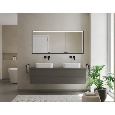 Kronenbach Cube 2.0 szafka 180x17x70 cm z lustrem wpuszczana czarny mat KB100239MB