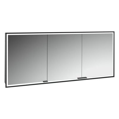 Zestaw Kronenbach Cube 2.0 szafka 160x17x70 cm z lustrem wpuszczana czarny mat z ramą montażową KB100230MB-Set