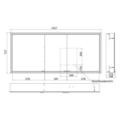 Zestaw Kronenbach Cube 2.0 szafka 160x17x70 cm z lustrem wpuszczana czarny mat z ramą montażową KB100230MB-Set
