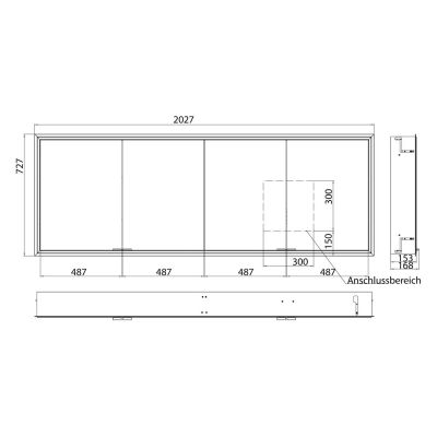 Kronenbach Cube 2.0 szafka 200x17x70 cm z lustrem wpuszczana czarny mat KB100231MB