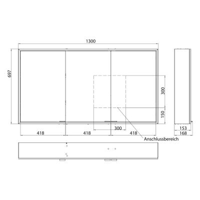 Kronenbach Cube 2.0 szafka 130x17x70 cm z lustrem czarny mat KB100234MB