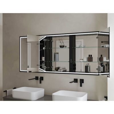 Kronenbach Cube 2.0 szafka 130x17x70 cm z lustrem wpuszczana czarny mat KB100235MB