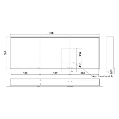 Kronenbach Cube 2.0 szafka 180x17x70 cm z lustrem czarny mat KB100238MB