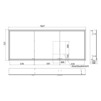 Kronenbach Cube 2.0 szafka 180x17x70 cm z lustrem wpuszczana czarny mat KB100239MB