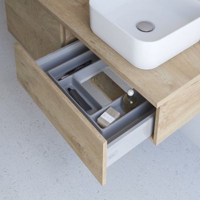 Kronenbach Cube szafka z blatem 161x48,7x23,5 cm podumywalkowa wisząca jasny dąb KBWTKOWT1612GH