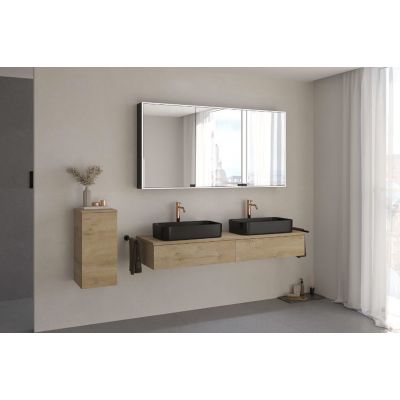 Kronenbach Cube szafka z blatem 161x48,7x23,5 cm podumywalkowa wisząca jasny dąb KBWTKOWT1612GH