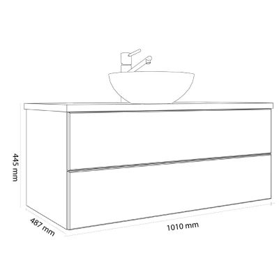 Kronenbach Cube szafka z blatem 101x48,7x44,5 cm podumywalkowa wisząca czarny mat-jasny dąb KBWTKOWTL1012SMGH