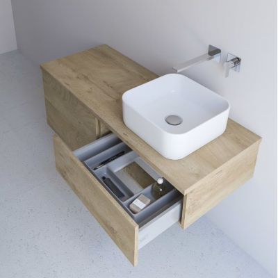 Kronenbach Cube szafka z blatem 121x48,7x23,5 cm podumywalkowa wisząca jasny dąb KBWTKOWTL1212GH