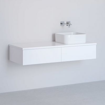 Kronenbach Cube szafka z blatem 121x48,7x23,5 cm podumywalkowa wisząca biały połysk KBWTKOWTL1212WH