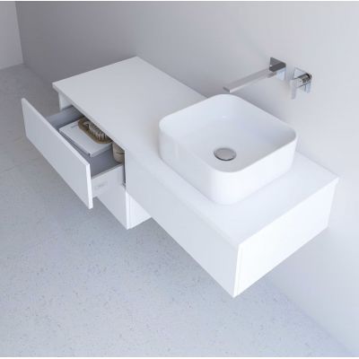 Kronenbach Cube szafka z blatem 121x48,7x23,5 cm podumywalkowa wisząca biały połysk KBWTKOWTL1212WH