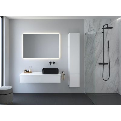 Kronenbach Cube szafka z blatem 121x48,7x23,5 cm podumywalkowa wisząca biały połysk KBWTKOWTL1212WH