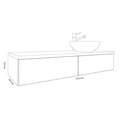 Kronenbach Cube szafka z blatem 121x48,7x23,5 cm podumywalkowa wisząca biały połysk KBWTKOWTL1212WH