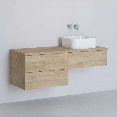 Kronenbach Cube szafka z blatem 121x48,7x44,5 cm podumywalkowa wisząca jasny dąb KBWTKOWTL1213GH