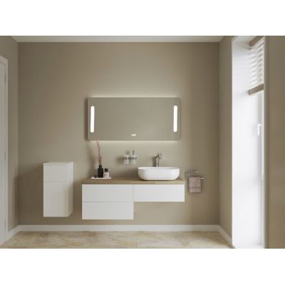 Kronenbach Cube szafka z blatem 121x48,7x44,5 cm podumywalkowa wisząca biały połysk-jasny dąb KBWTKOWTL1213WHGH