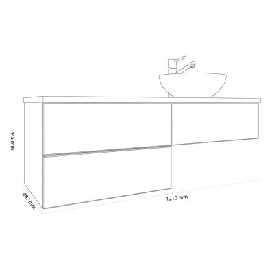Kronenbach Cube szafka z blatem 121x48,7x44,5 cm podumywalkowa wisząca biały połysk-jasny dąb KBWTKOWTL1213WHGH