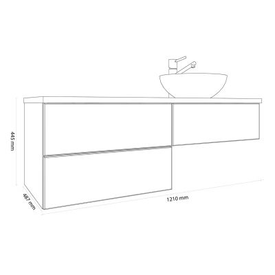 Kronenbach Cube szafka z blatem 121x48,7x44,5 cm podumywalkowa wisząca biały połysk KBWTKOWTL1213WH