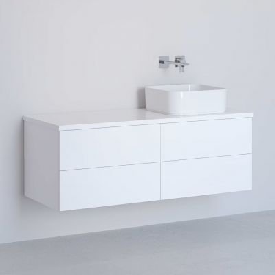 Kronenbach Cube szafka z blatem 121x48,7x44,5 cm podumywalkowa wisząca biały połysk KBWTKOWTL1214WH