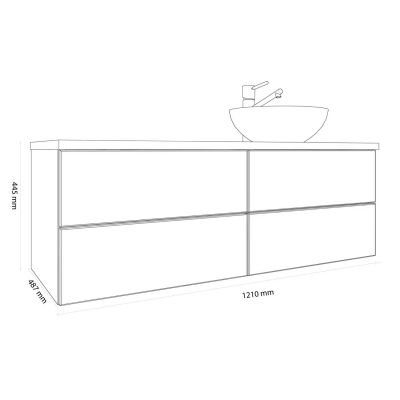 Kronenbach Cube szafka z blatem 121x48,7x44,5 cm podumywalkowa wisząca biały-jasny dąb KBWTKOWTL1214WHGH