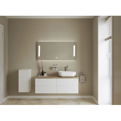 Kronenbach Cube szafka z blatem 121x48,7x44,5 cm podumywalkowa wisząca biały połysk-jasny dąb KBWTKOWTL1214WHGH