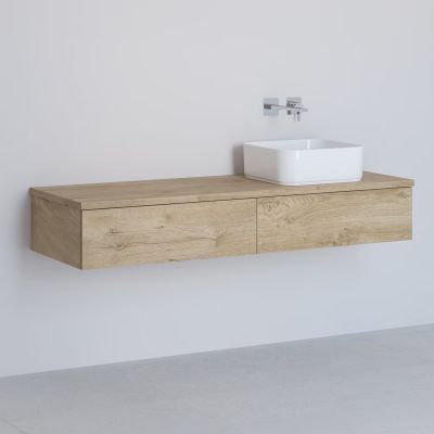 Kronenbach Cube szafka z blatem 141x48,7x23,5 cm podumywalkowa wisząca jasny dąb KBWTKOWTL1412GH