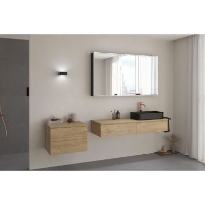 Kronenbach Cube szafka z blatem 141x48,7x23,5 cm podumywalkowa wisząca jasny dąb KBWTKOWTL1412GH