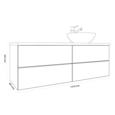 Kronenbach Cube szafka z blatem 141x48,7x44,5 cm podumywalkowa wisząca jasny dąb KBWTKOWTL1414GH