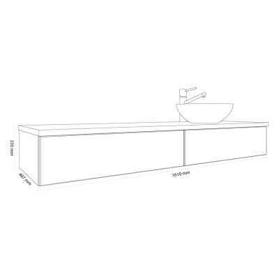 Kronenbach Cube szafka z blatem 161x48,7x23,5 cm podumywalkowa wisząca czarny mat-jasny dąb KBWTKOWTL1612SMGH
