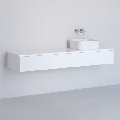 Kronenbach Cube szafka z blatem 161x48,7x23,5 cm podumywalkowa wisząca biały połysk KBWTKOWTL1612WH