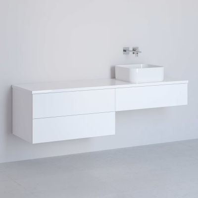 Kronenbach Cube szafka z blatem 161x48,7x44,5 cm podumywalkowa wisząca biały połysk KBWTKOWTL1613WH