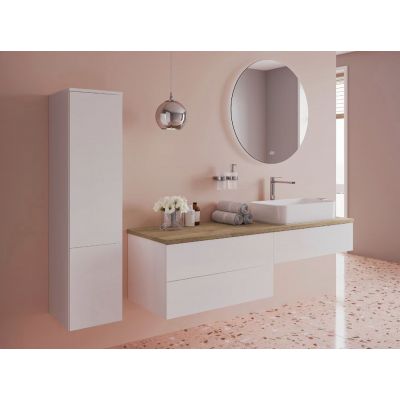 Kronenbach Cube szafka z blatem 161x48,7x44,5 cm podumywalkowa wisząca biały połysk-jasny dąb KBWTKOWTL1613WHGH