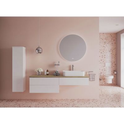 Kronenbach Cube szafka z blatem 161x48,7x44,5 cm podumywalkowa wisząca biały połysk-jasny dąb KBWTKOWTL1613WHGH