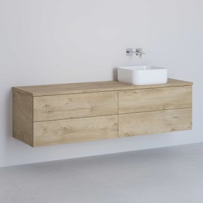 Kronenbach Cube szafka z blatem 161x48,7x44,5 cm podumywalkowa wisząca jasny dąb KBWTKOWTL1614GH