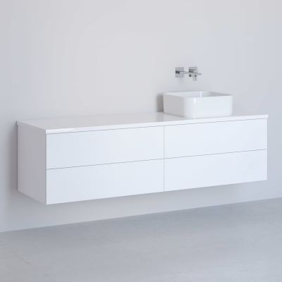 Kronenbach Cube szafka z blatem 161x48,7x44,5 cm podumywalkowa wisząca biały połysk KBWTKOWTL1614WH