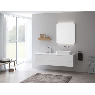 Kronenbach Cube szafka z blatem 161x48,7x44,5 cm podumywalkowa wisząca biały połysk KBWTKOWTL1614WH