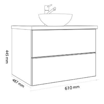 Kronenbach Cube szafka z blatem 61x48,7x44,5 cm podumywalkowa wisząca jasny dąb KBWTKOWTL612GH