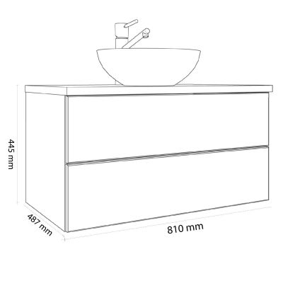 Kronenbach Cube szafka z blatem 81x48,7x44,5 cm podumywalkowa wisząca biały połysk-jasny dąb KBWTKOWTL812WHGH