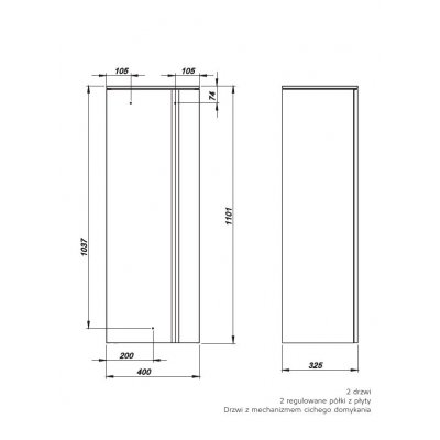 Szafka boczna średnia 40 x 110 x 32,5 cm biały połysk Koło Domino XL 88360