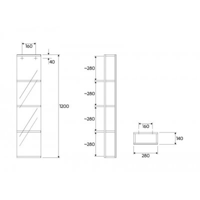 Keramag Icon XS lustro 28 cm z półkami burgund połysk 840029-000
