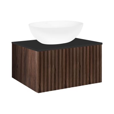 Ksuro 02 szafka 60 cm podumywalkowa wisząca z blatem orzech/czarny mat 58005006