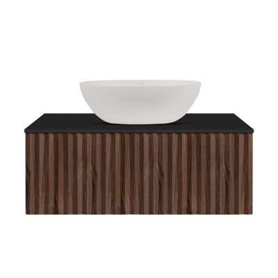 Ksuro 02 szafka 80 cm podumywalkowa wisząca z blatem orzech/czarny mat 58006006