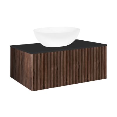 Ksuro 02 szafka 80 cm podumywalkowa wisząca z blatem orzech/czarny mat 58006006