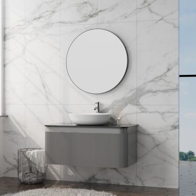 LaVita Vermont szafka z blatem 100x52x42 cm podumywalkowa wisząca szara/stone black