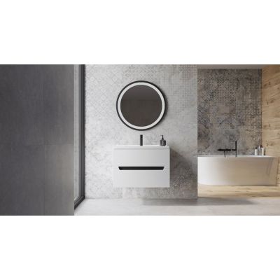 LaVita Dafne lustro 80x80 cm okrągłe z oświetleniem czarny