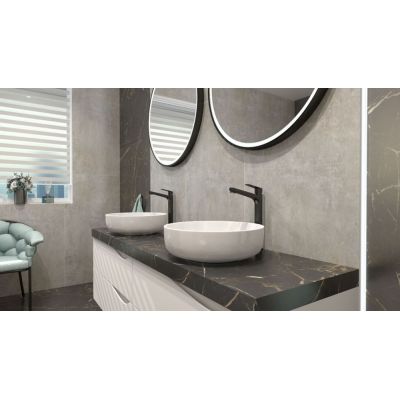 LaVita Dafne lustro 80x80 cm okrągłe z oświetleniem czarny