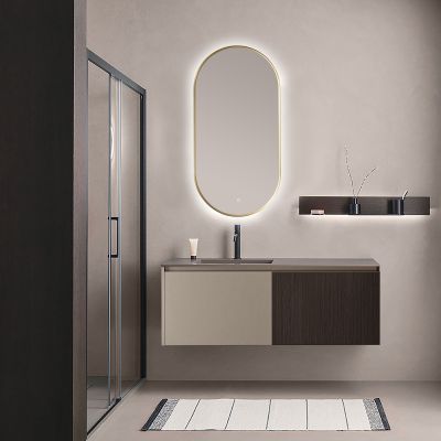 Ars Longa Ambiente lustro 50x100 cm owalne z oświetleniem złote LED-AMBIENTE50100-Z
