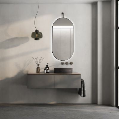 Ars Longa Avanti lustro 50x100 cm owalne z oświetleniem czarne LED-AVANTI50100-C