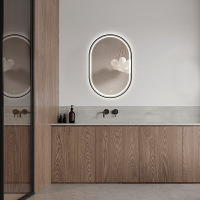 Ars Longa Eclisse lustro 60x90 cm owalne z oświetleniem czarne LED-ECLISSE6090-C