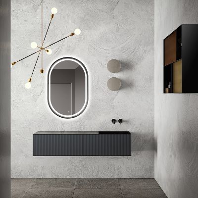 Ars Longa Eclisse lustro 60x90 cm owalne z oświetleniem czarne LED-ECLISSE6090-C