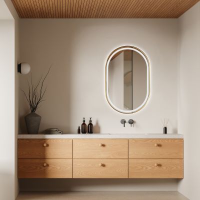 Ars Longa Eclisse lustro 60x90 cm owalne z oświetleniem złote LED-ECLISSE6090-Z